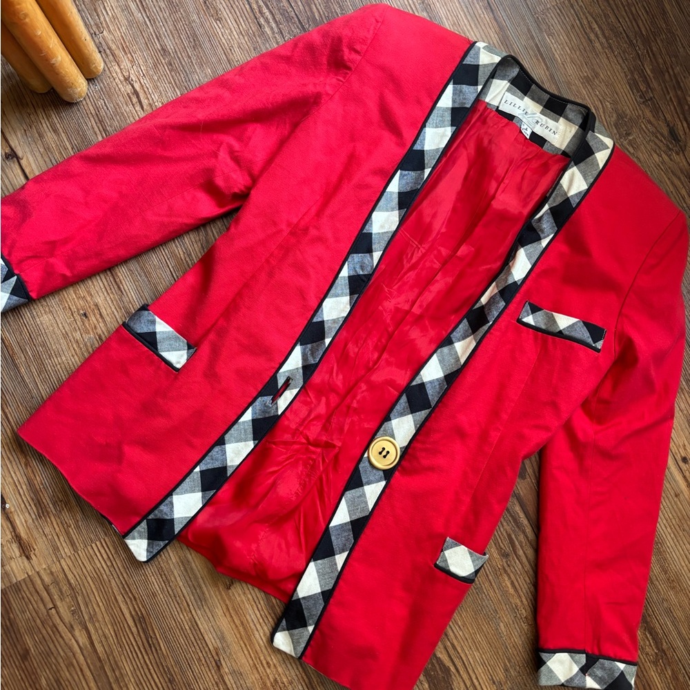 Lillie Rubin Black and White Checkered Blazer
